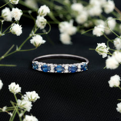 Certified Blue Sapphire and Diamond Eternity Band