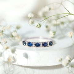 Certified Blue Sapphire and Diamond Eternity Band