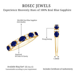 Certified Blue Sapphire and Diamond Eternity Band
