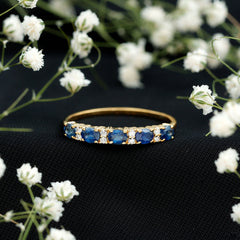 Certified Blue Sapphire and Diamond Eternity Band