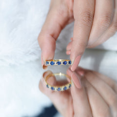Certified Blue Sapphire and Diamond Eternity Band