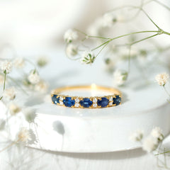 Certified Blue Sapphire and Diamond Eternity Band