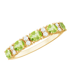 Natural Oval Peridot Diamond Half Eternity Ring in East West Style