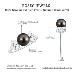Nature Inspired Tahitian Pearl Engagement Ring with Diamond