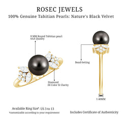 Nature Inspired Tahitian Pearl Engagement Ring with Diamond