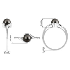 2.50 CT Certified Tahitian Pearl Solitaire Bypass Ring in Gold