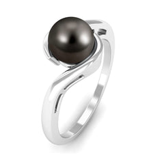 2.50 CT Certified Tahitian Pearl Solitaire Bypass Ring in Gold