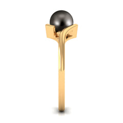 2.50 CT Certified Tahitian Pearl Solitaire Bypass Ring in Gold
