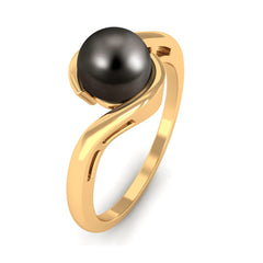 2.50 CT Certified Tahitian Pearl Solitaire Bypass Ring in Gold