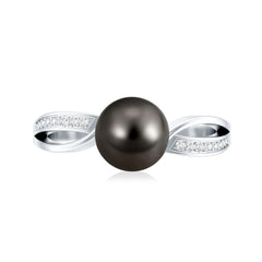 7.25 CT Solitaire Tahitian Pearl Engagement Ring with Diamond