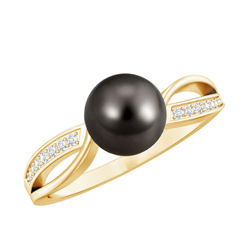7.25 CT Solitaire Tahitian Pearl Engagement Ring with Diamond