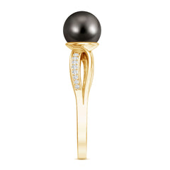 7.25 CT Solitaire Tahitian Pearl Engagement Ring with Diamond