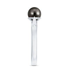 Solitaire Black Tahitian Pearl Engagement Ring with Certificate