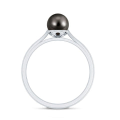 Solitaire Black Tahitian Pearl Engagement Ring with Certificate