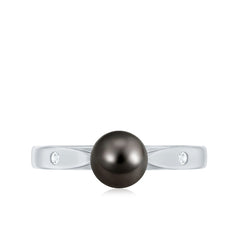 Solitaire Black Tahitian Pearl Engagement Ring with Certificate
