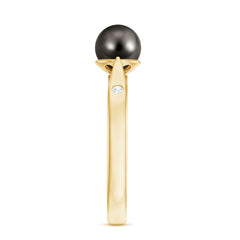 Solitaire Black Tahitian Pearl Engagement Ring with Certificate