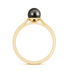 Solitaire Black Tahitian Pearl Engagement Ring with Certificate