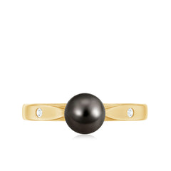 Solitaire Black Tahitian Pearl Engagement Ring with Certificate