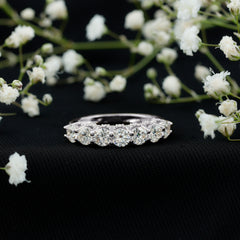 Shared Prong Set Round Moissanite Designer Wedding Band