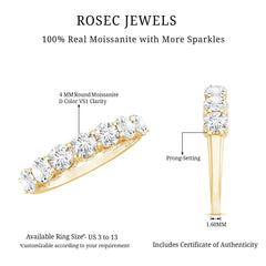Shared Prong Set Round Moissanite Designer Wedding Band