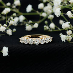 Shared Prong Set Round Moissanite Designer Wedding Band