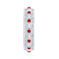 Vintage Style Lab Grown Ruby Celtic Knot Eternity Band Ring