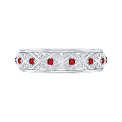 Vintage Style Lab Grown Ruby Celtic Knot Eternity Band Ring