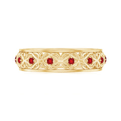 Vintage Style Lab Grown Ruby Celtic Knot Eternity Band Ring