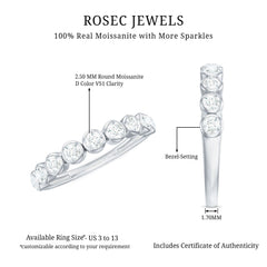 Bezel Set Moissanite Half Eternity Band Ring