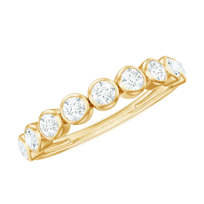 Bezel Set Moissanite Half Eternity Band Ring