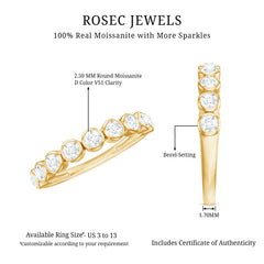 Bezel Set Moissanite Half Eternity Band Ring