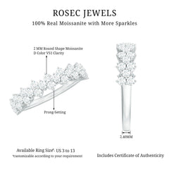 Round Moissanite Cluster Eternity Wedding Band