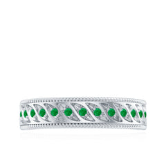 Genuine Emerald Vintage Inspired Eternity Band