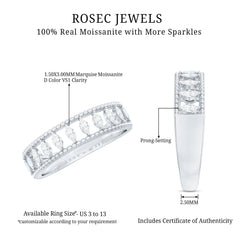 Marquise Moissanite Half Eternity Band Ring