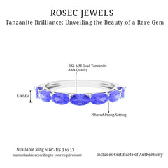 Oval Shape Tanzanite East West Eternity Band Ring