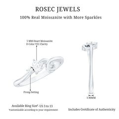 Certified Moissanite Heart Promise Ring with Twisted Shank