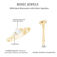 Certified Moissanite Heart Promise Ring with Twisted Shank