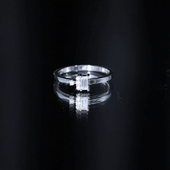 Dainty Promise Ring with Baguette and Round Moissanite