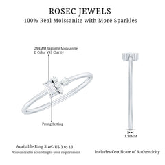 Dainty Promise Ring with Baguette and Round Moissanite