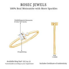 Dainty Promise Ring with Baguette and Round Moissanite