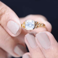 Asscher Cut 8 MM Moissanite Celtic Knot Engagement Ring