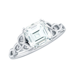 Asscher Cut 8 MM Moissanite Celtic Knot Engagement Ring