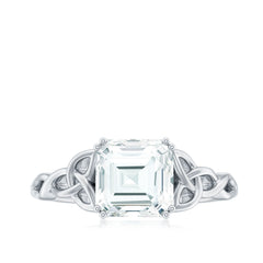 Asscher Cut 8 MM Moissanite Celtic Knot Engagement Ring