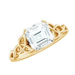 Asscher Cut 8 MM Moissanite Celtic Knot Engagement Ring
