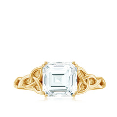 Asscher Cut 8 MM Moissanite Celtic Knot Engagement Ring