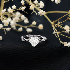 Solitaire Heart Shape Moissanite Braided Engagement Ring