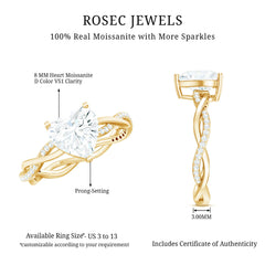 Solitaire Heart Shape Moissanite Braided Engagement Ring