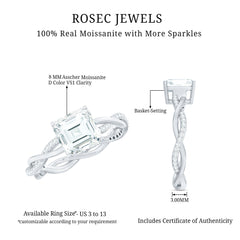 Solitaire Moissanite Asscher Cut Engagement Ring