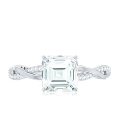 Solitaire Moissanite Asscher Cut Engagement Ring