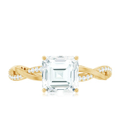 Solitaire Moissanite Asscher Cut Engagement Ring